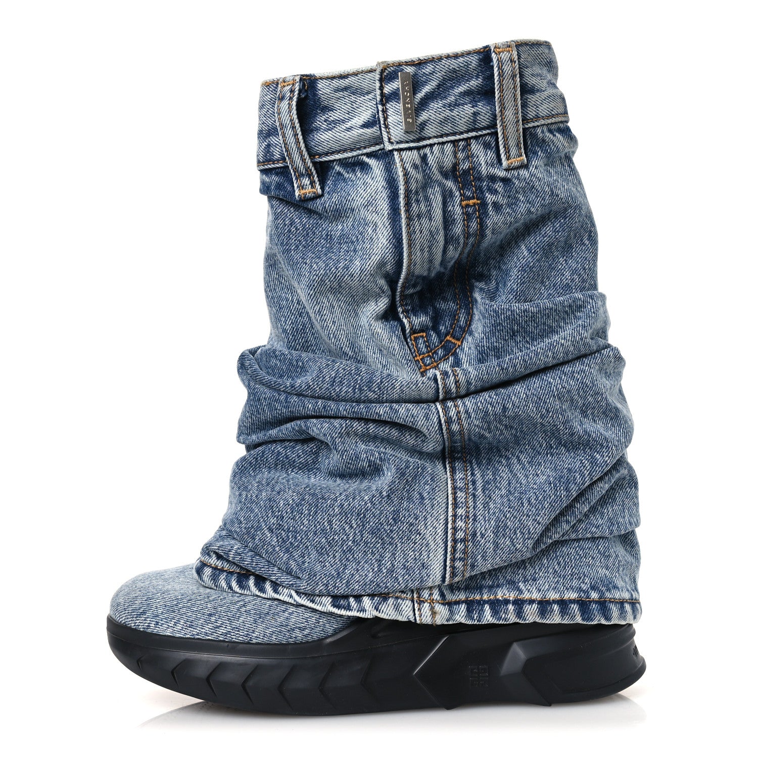 Givenchy Boyfriend Denim Shark Lock Biker Ankle Boots 38 Medium Blue 1 of 11