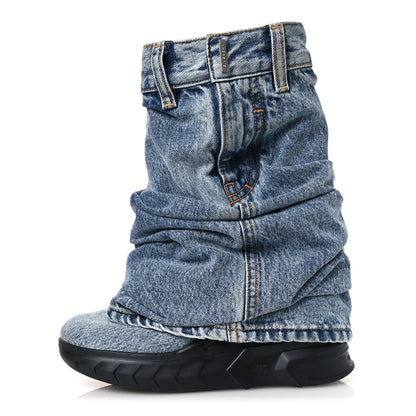 Givenchy Boyfriend Denim Shark Lock Biker Ankle Boots 38 Medium Blue 1 of 11