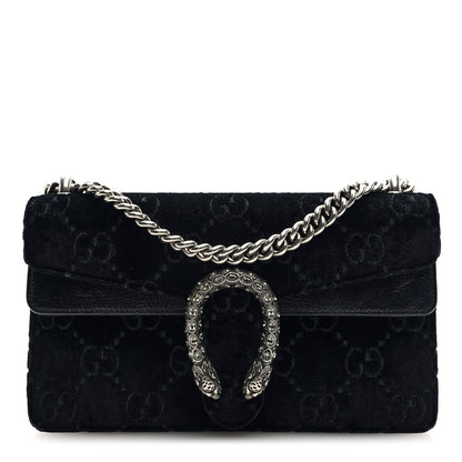 Gucci Velvet Skipper Crystal GG Monogram Small Dionysus Shoulder Bag Black Black Diamond 1 of 11