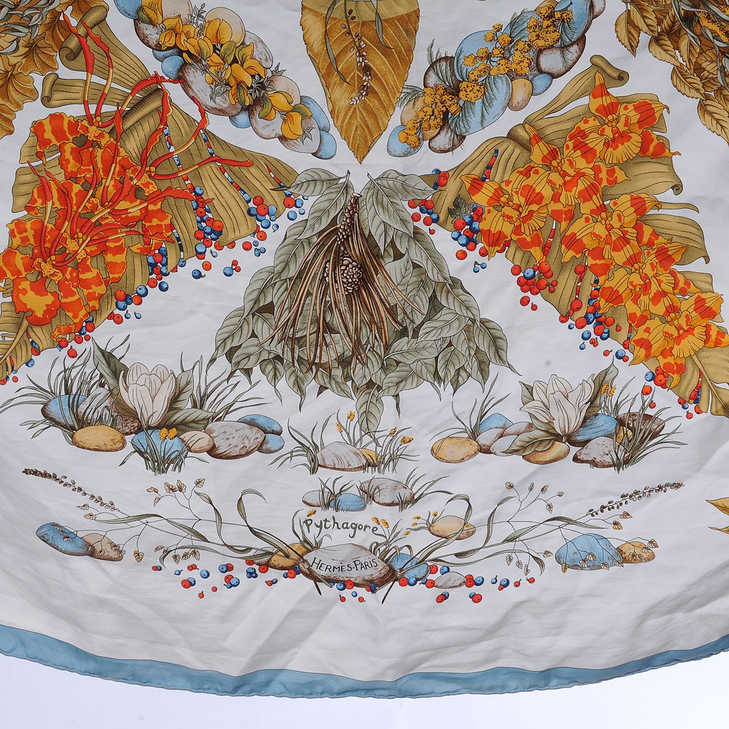 Silk Pythagore Scarf 90 Bleu