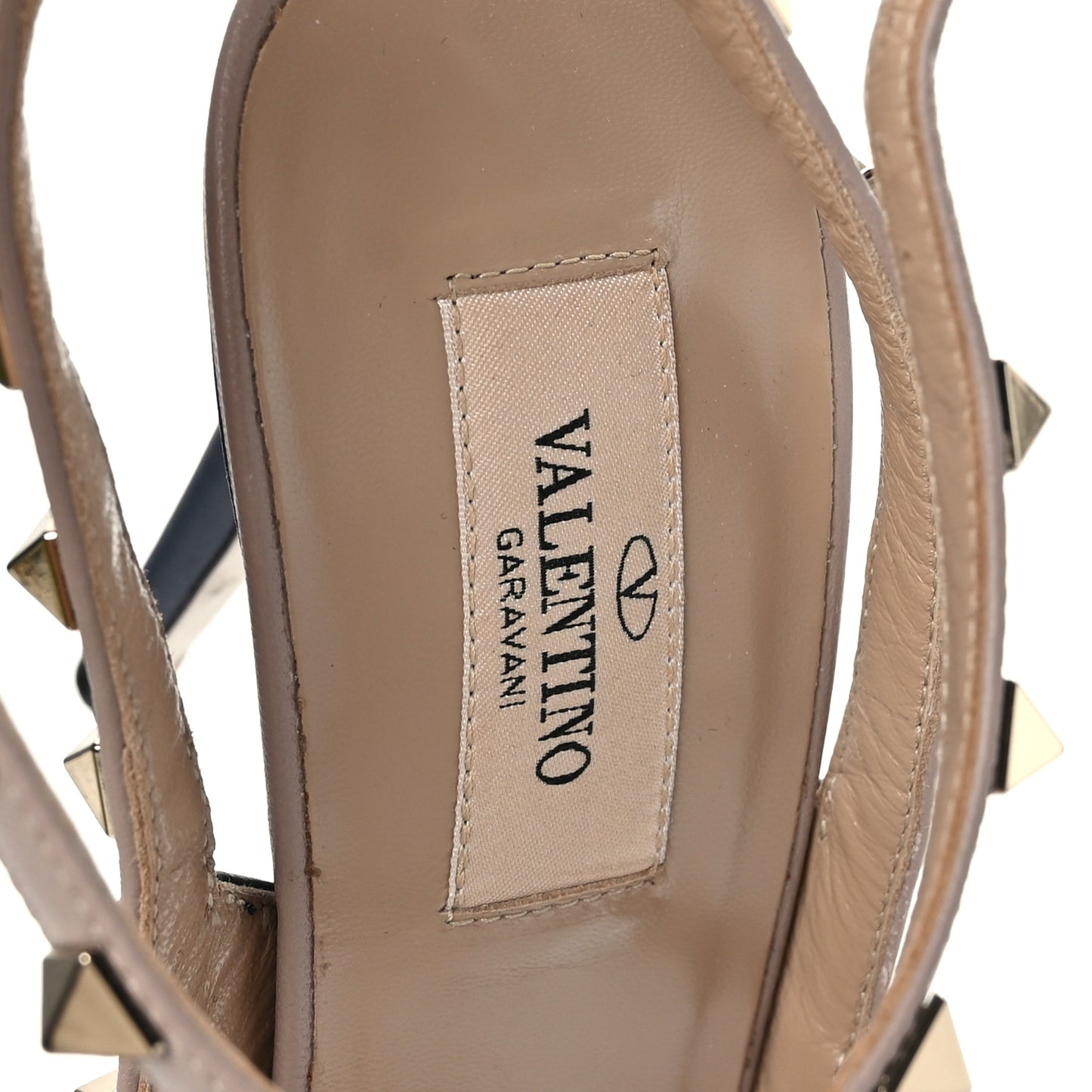 Calfskin Nappa Rockstud Ankle Strap 100mm Pumps 40 Marine Poudre