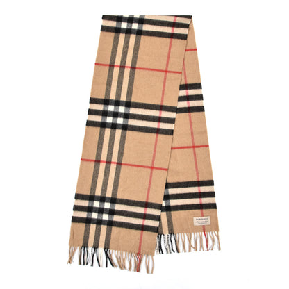 Burberry Cashmere Giant Check Fringe Scarf Camel 2 of 5
