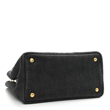 Prada Denim Small Logo Tote Black 4 of 9