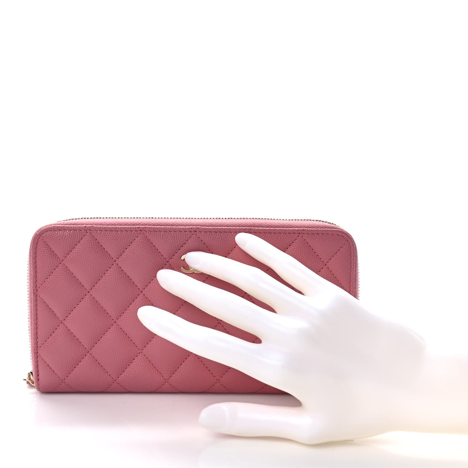 Chanel Caviar Quilted Large Gusset Zip Around Wallet Dark Pink 2 of 8