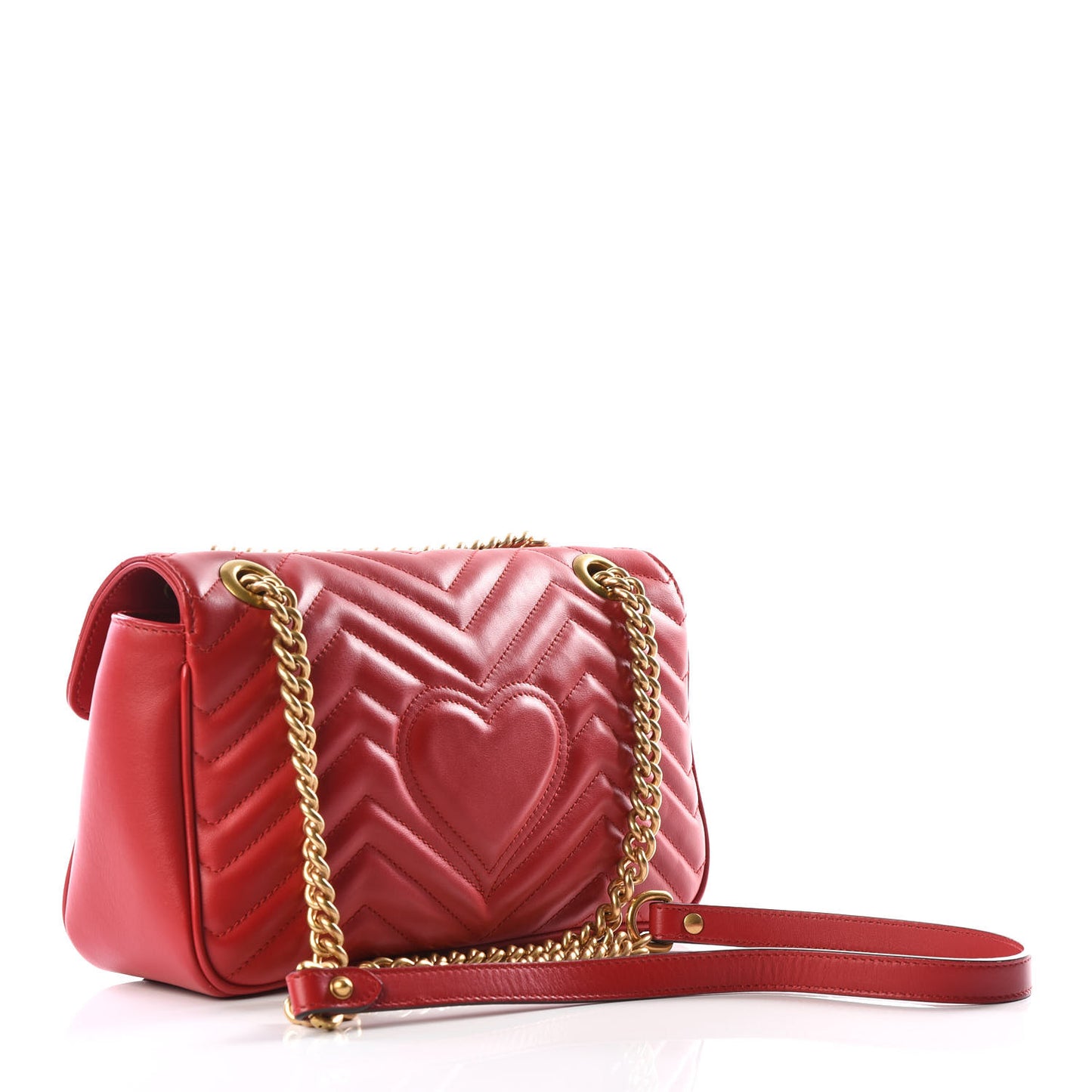 Calfskin Matelasse Small GG Marmont Shoulder Bag Hibiscus Red