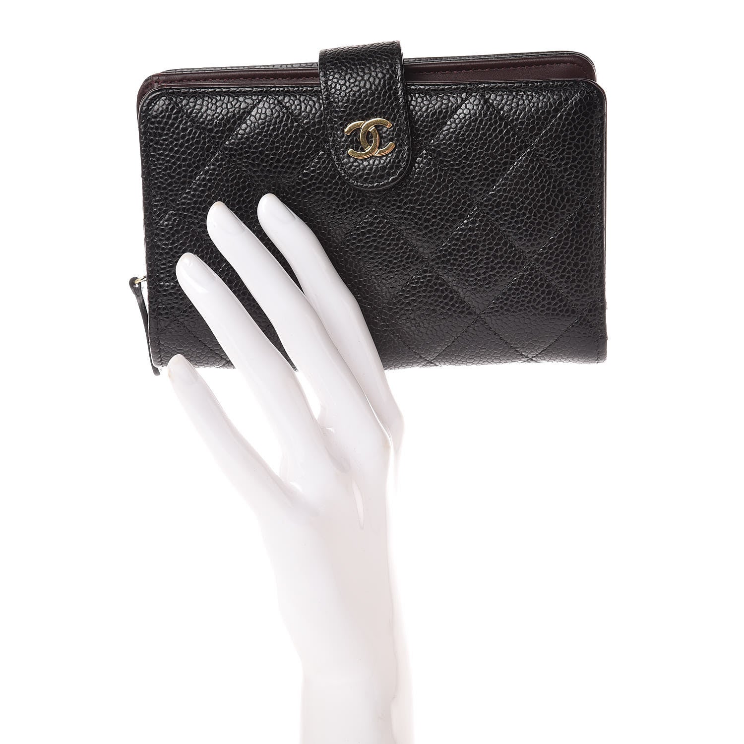Chanel Caviar Quilted Zipped Pocket Wallet Black 2 of 10