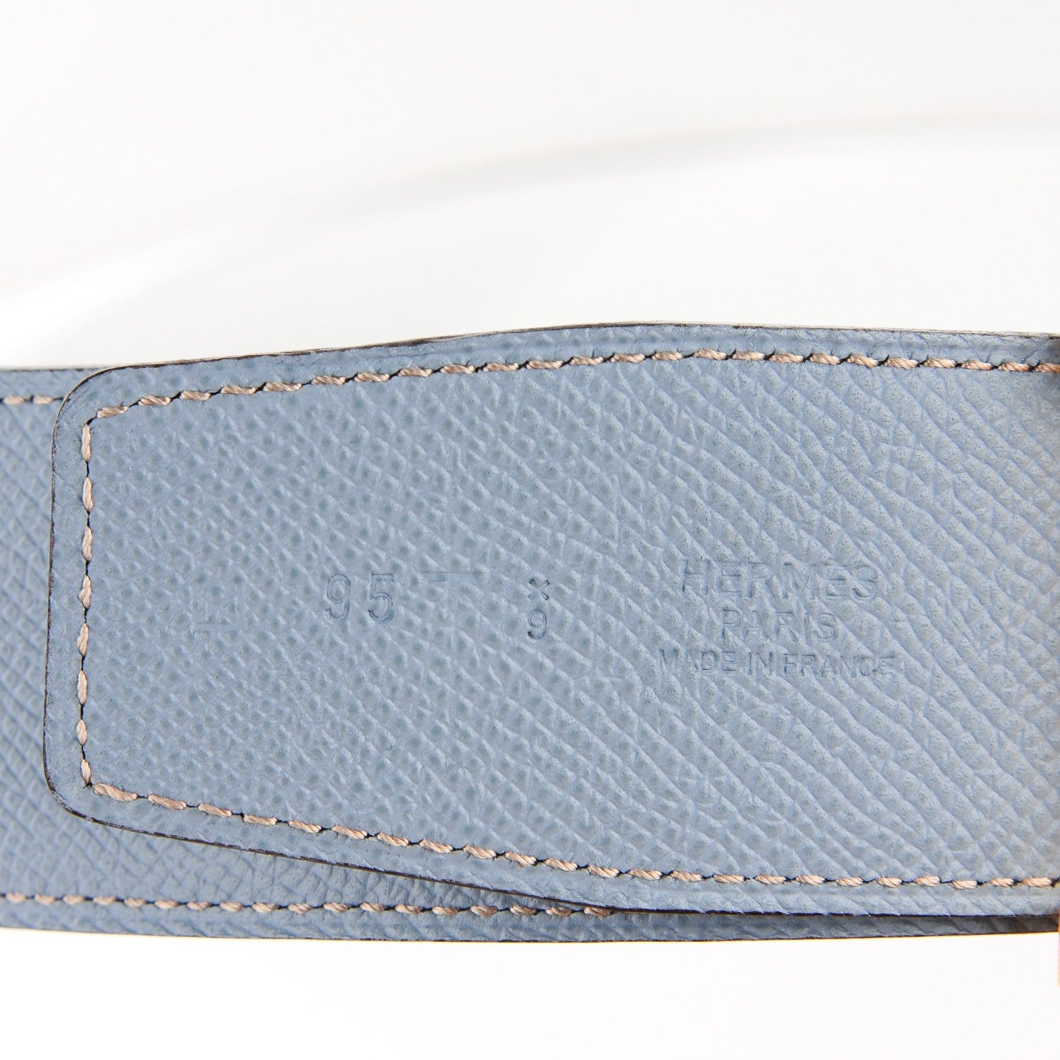 Hermes Epsom 42mm Constance 2 Mens Belt 95 White Bleu Lin 4 of 10