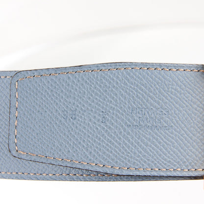 Hermes Epsom 42mm Constance 2 Mens Belt 95 White Bleu Lin 4 of 10