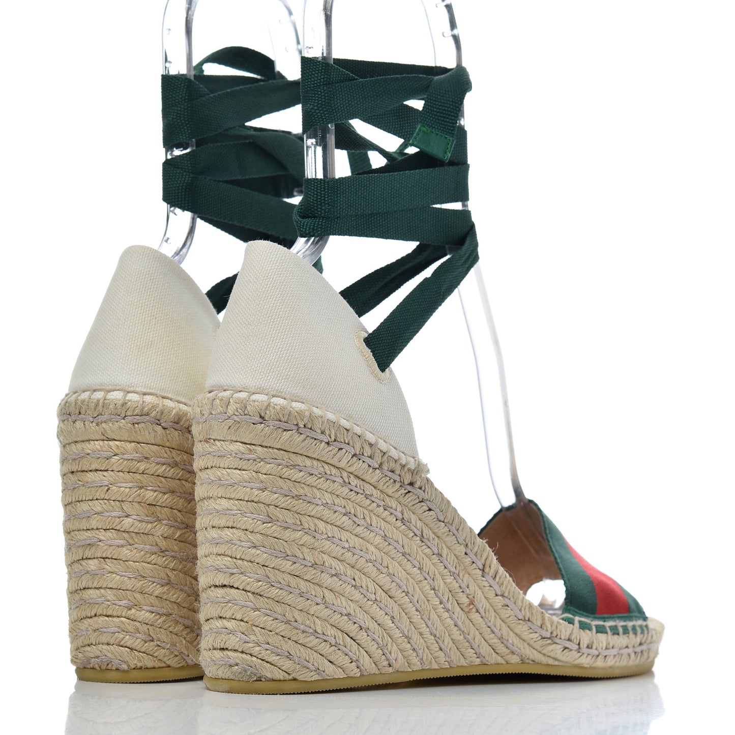 Canvas Malaga Kid Web Ankle Wrap Espadrille Wedge Sandals 40 Green Red Mystic White Emerald