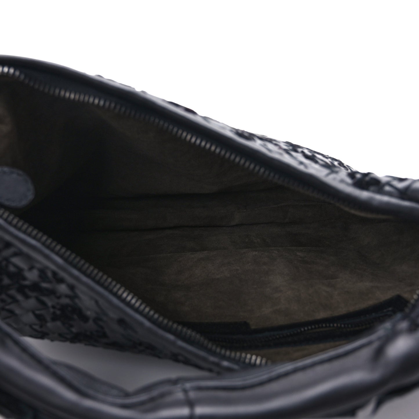 Nappa Intrecciato Velvet Embellished Medium Veneta Hobo Black