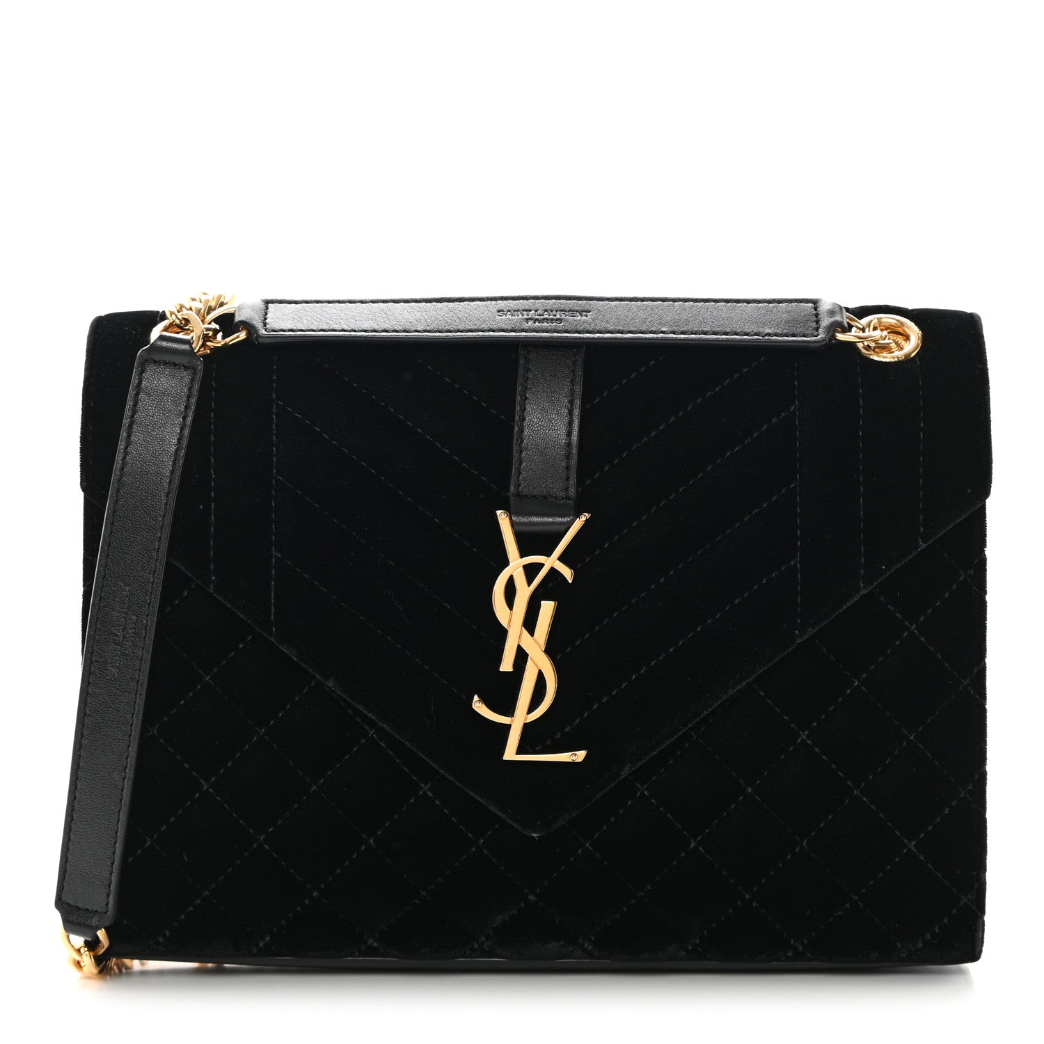 Saint Laurent Velvet Tri-Quilt Monogram Medium College Bag Black 1 of 14