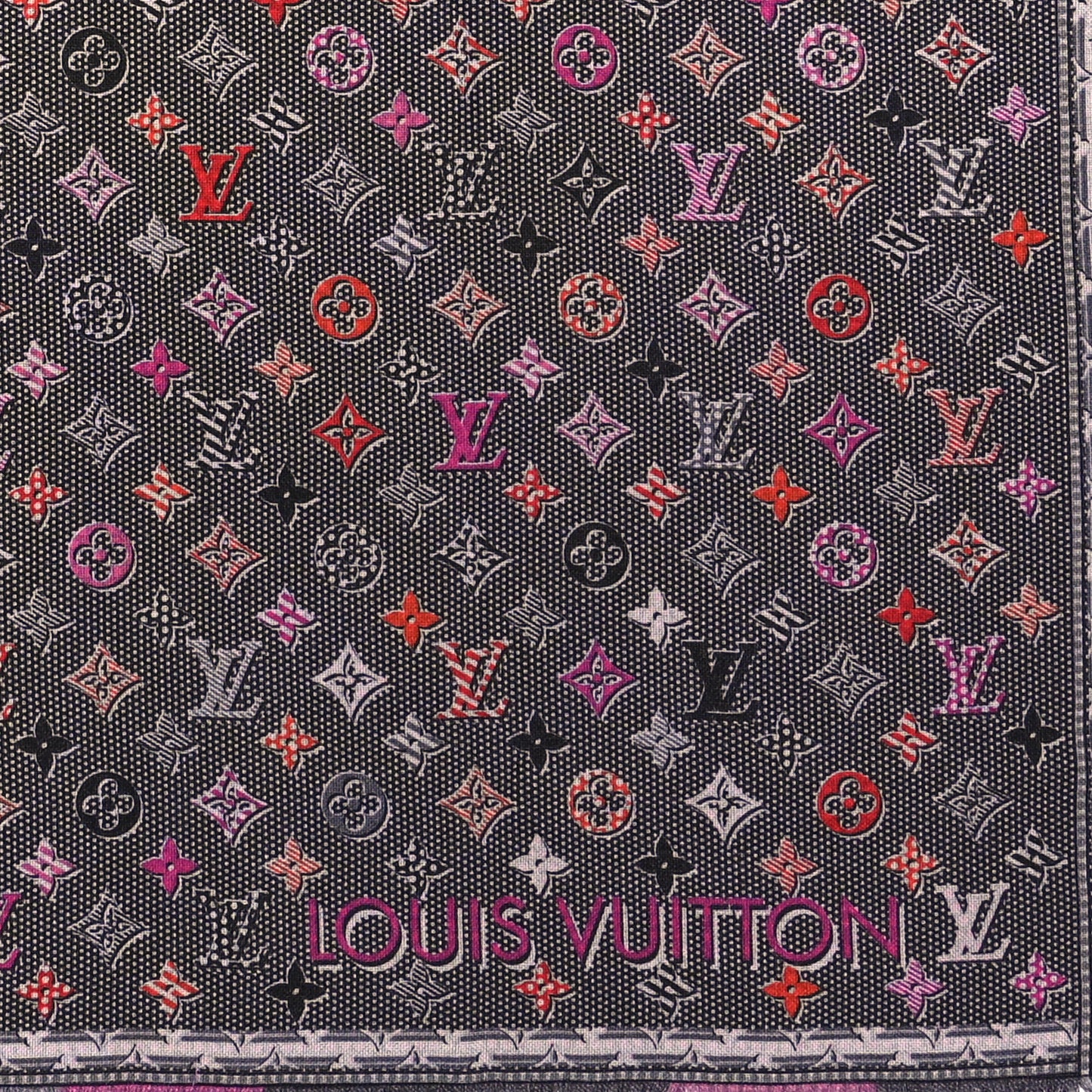 Wool Silk Monogram Shawl Multicolor