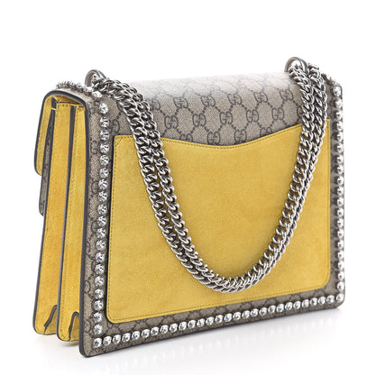 Gucci GG Supreme Monogram Crystal Bow Embroidered Medium Dionysus Shoulder Bag Yellow 3 of 9