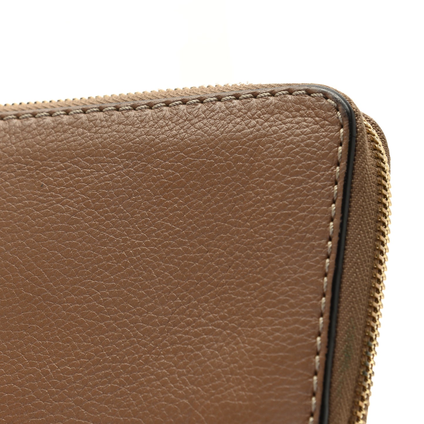 Grained Calfskin Marcie Long Zip Around Wallet Nut