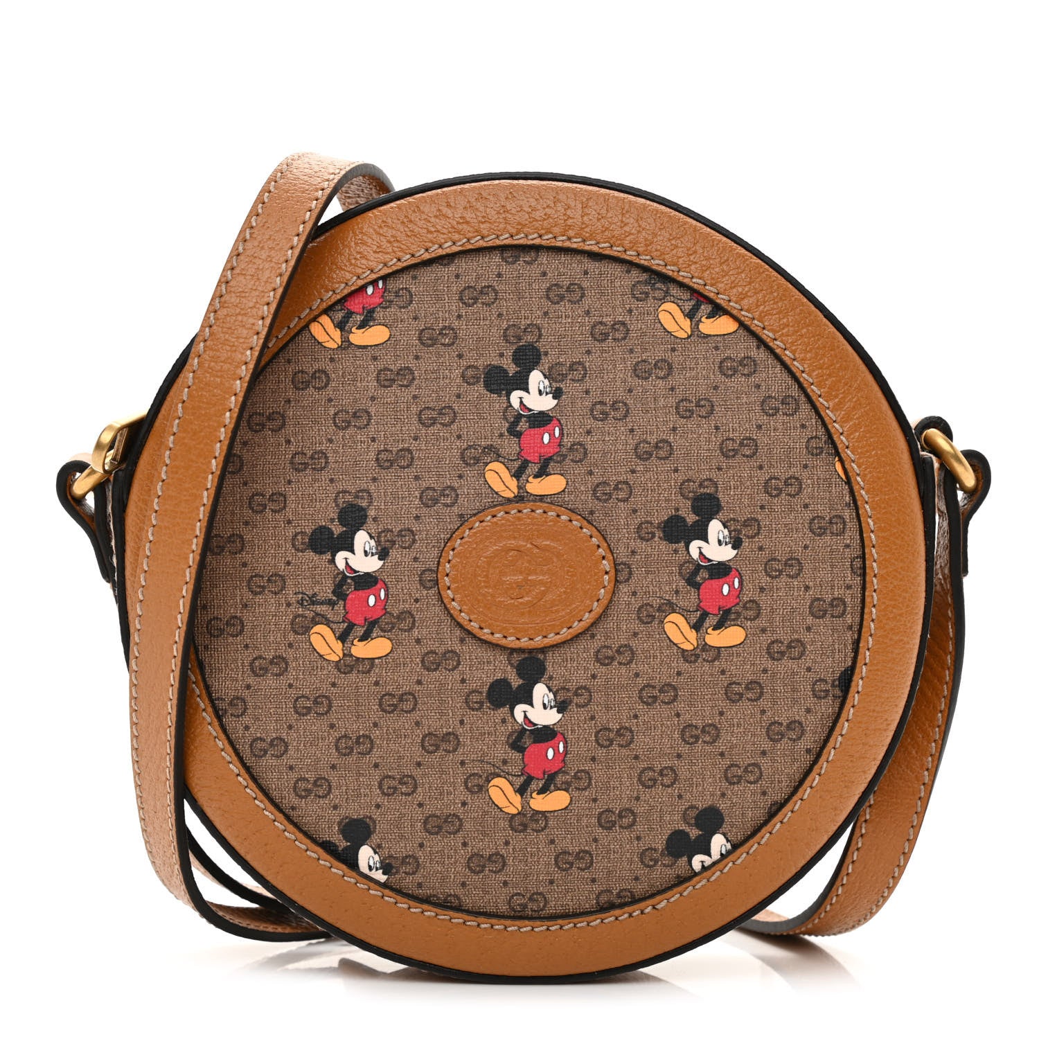 Gucci X DISNEY Mini Vintage GG Supreme Monogram Mickey Mouse Round Shoulder Bag Beige Vintage Sun Oil 1 of 8