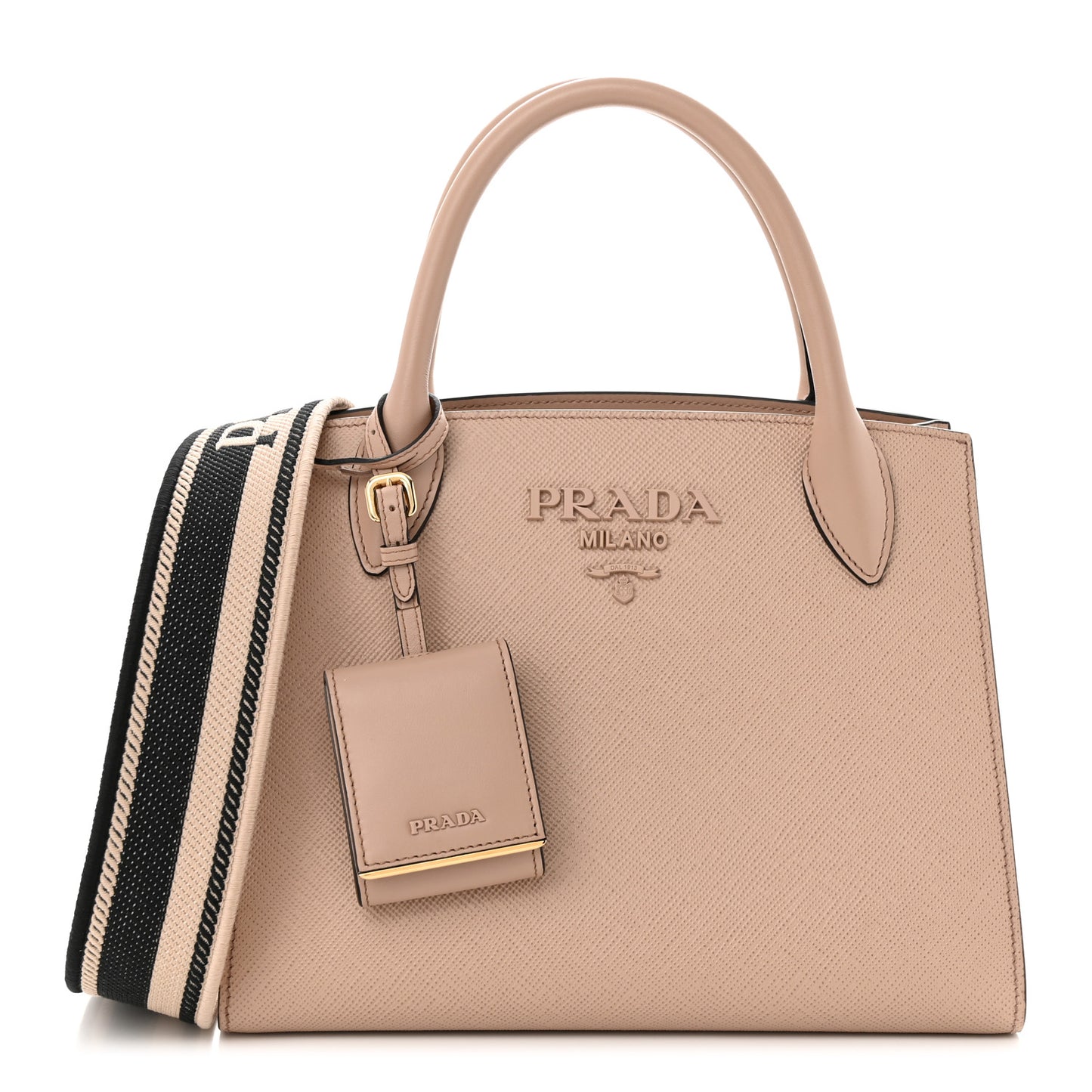 Saffiano Cuir Calfskin Small Monochrome Top Handle Tote Cipria