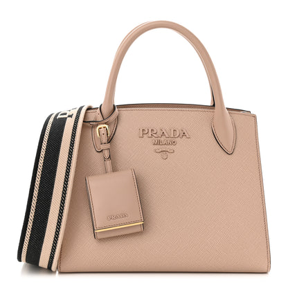 Prada Saffiano Cuir Calfskin Small Monochrome Top Handle Tote Cipria 1 of 9