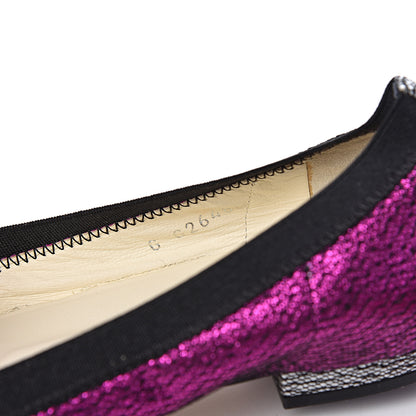 Chanel Metallic Lace Cap Toe Ballerina Flats 38 Fuchsia 7 of 9