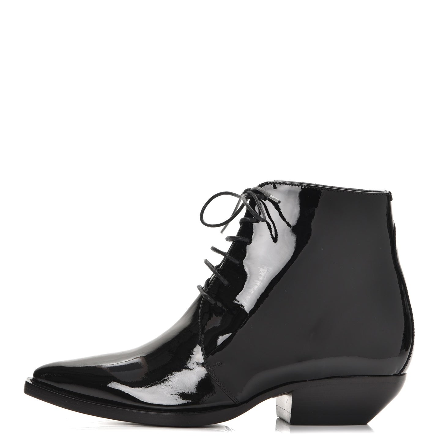 Patent Calfskin Theo Lace-Up Ankle Boots 38 Black