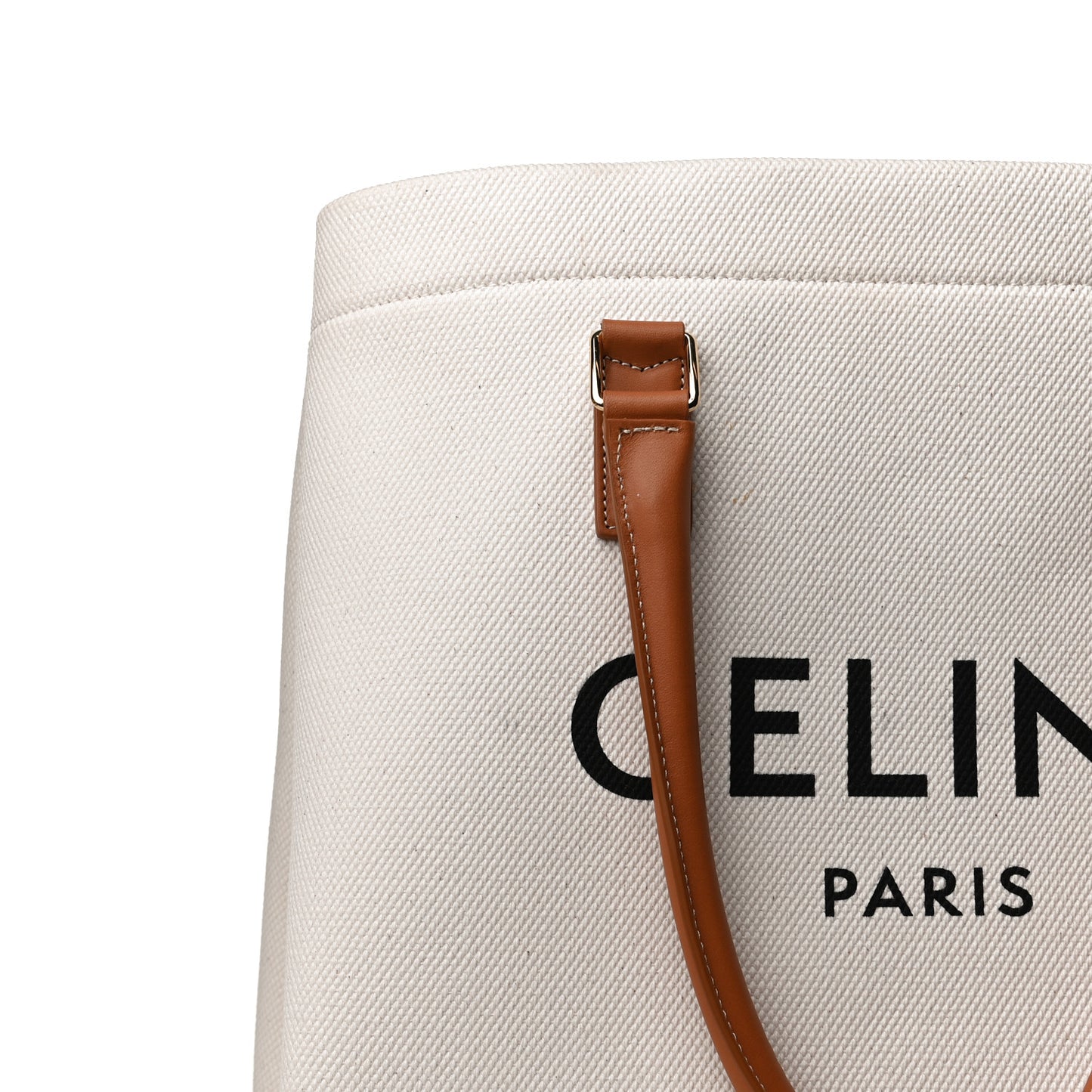 Canvas Calfskin Logo Print Small Horizontal Cabas Natural Tan