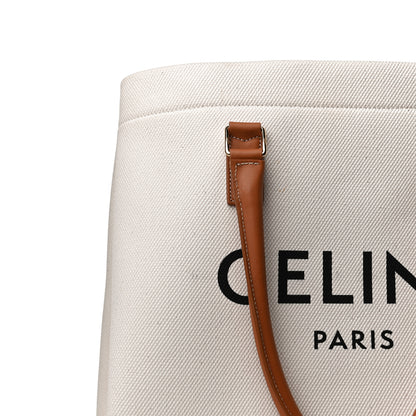 Celine Canvas Calfskin Logo Print Small Horizontal Cabas Natural Tan 14 of 14