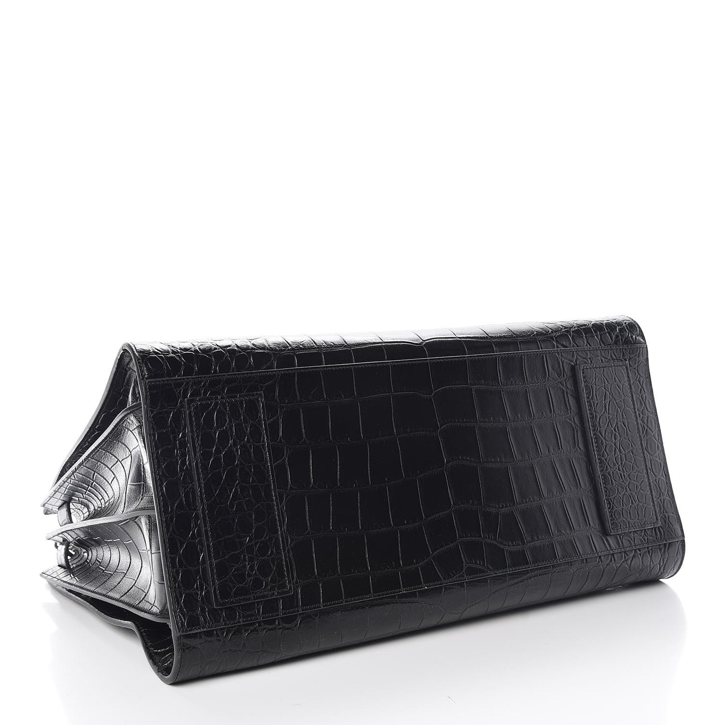 Calfskin Crocodile Embossed Large Souple Sac De Jour Black
