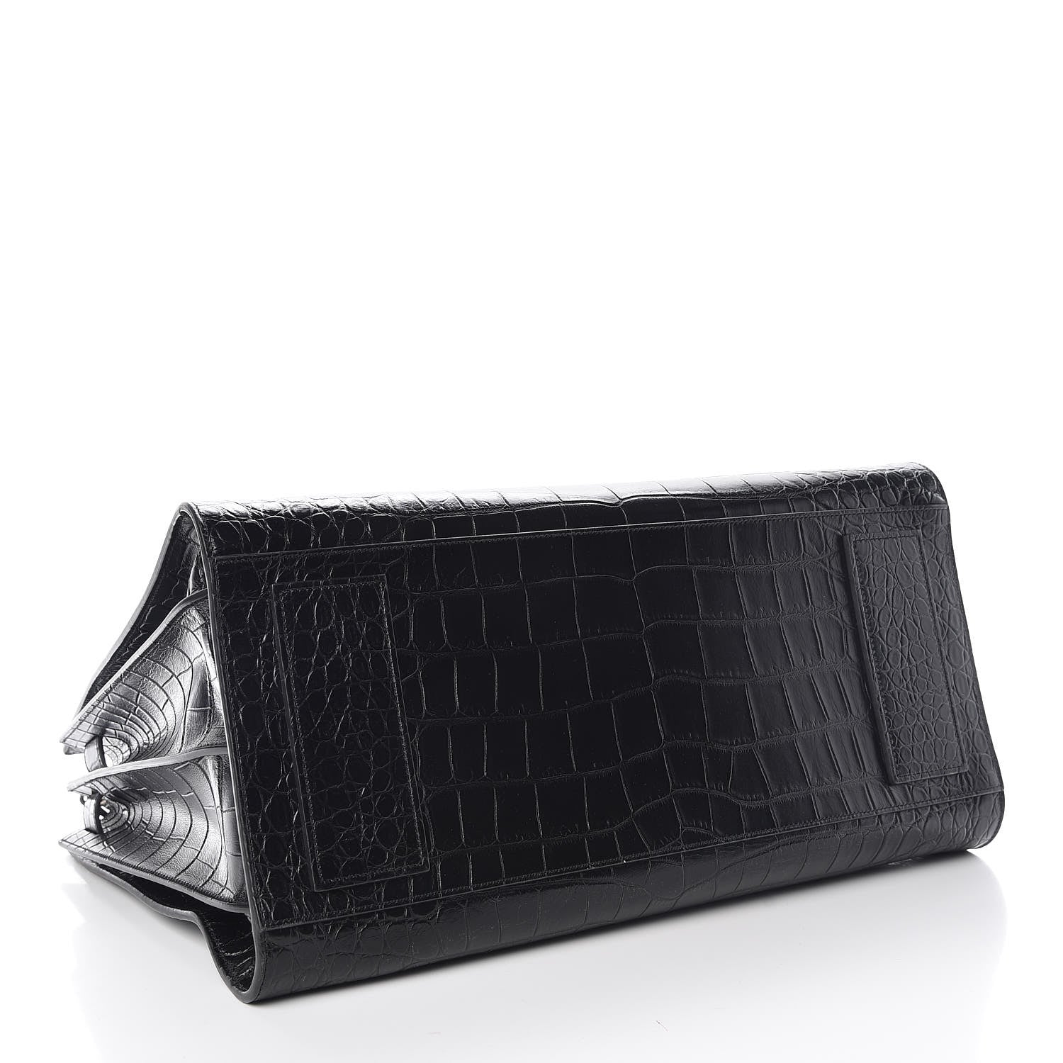 Saint Laurent Calfskin Crocodile Embossed Large Souple Sac De Jour Black 5 of 9
