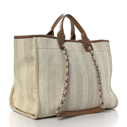 Chanel Mixed Fibers Striped Medium Deauville Tote Beige 5 of 11