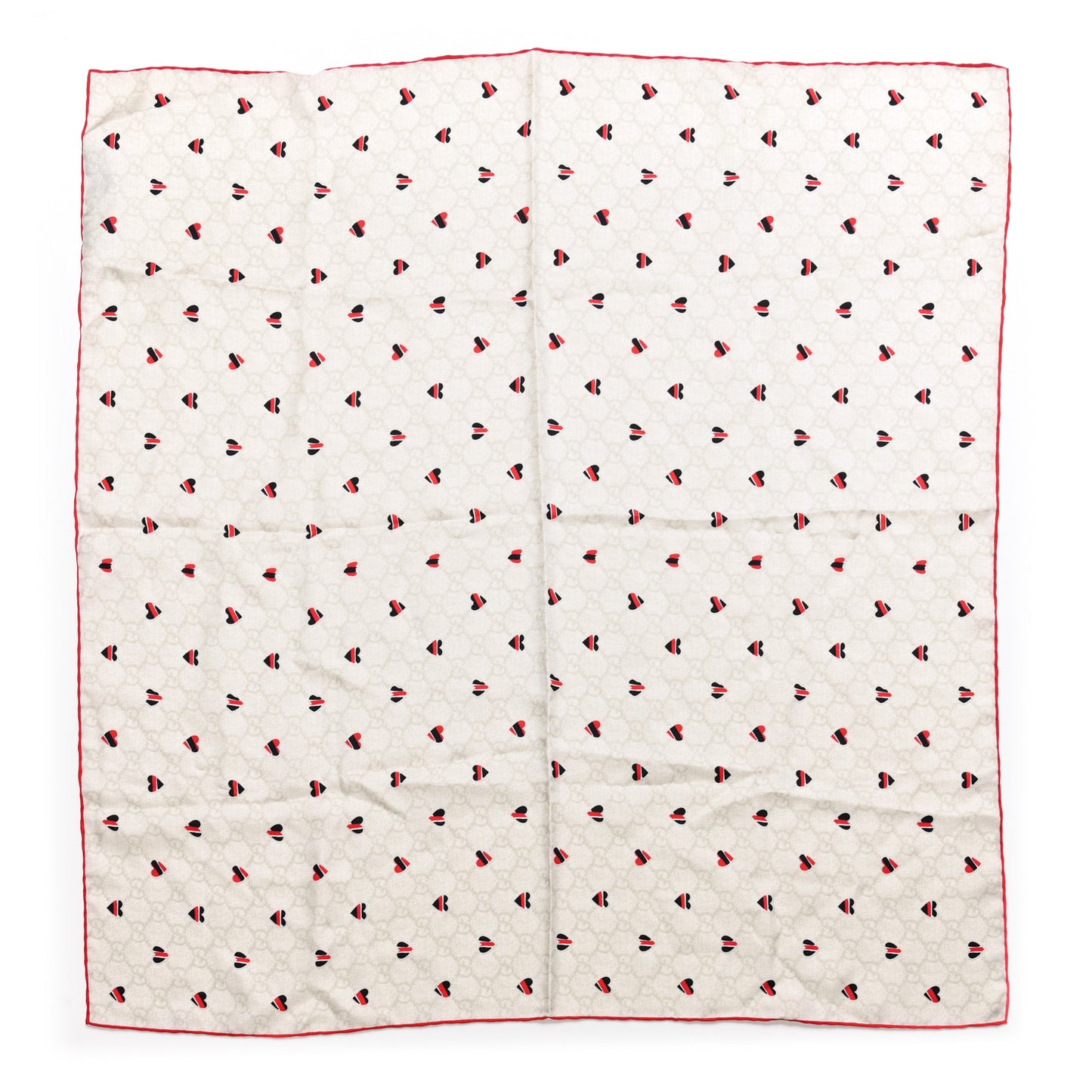 Silk Monogram Heart Square Scarf White