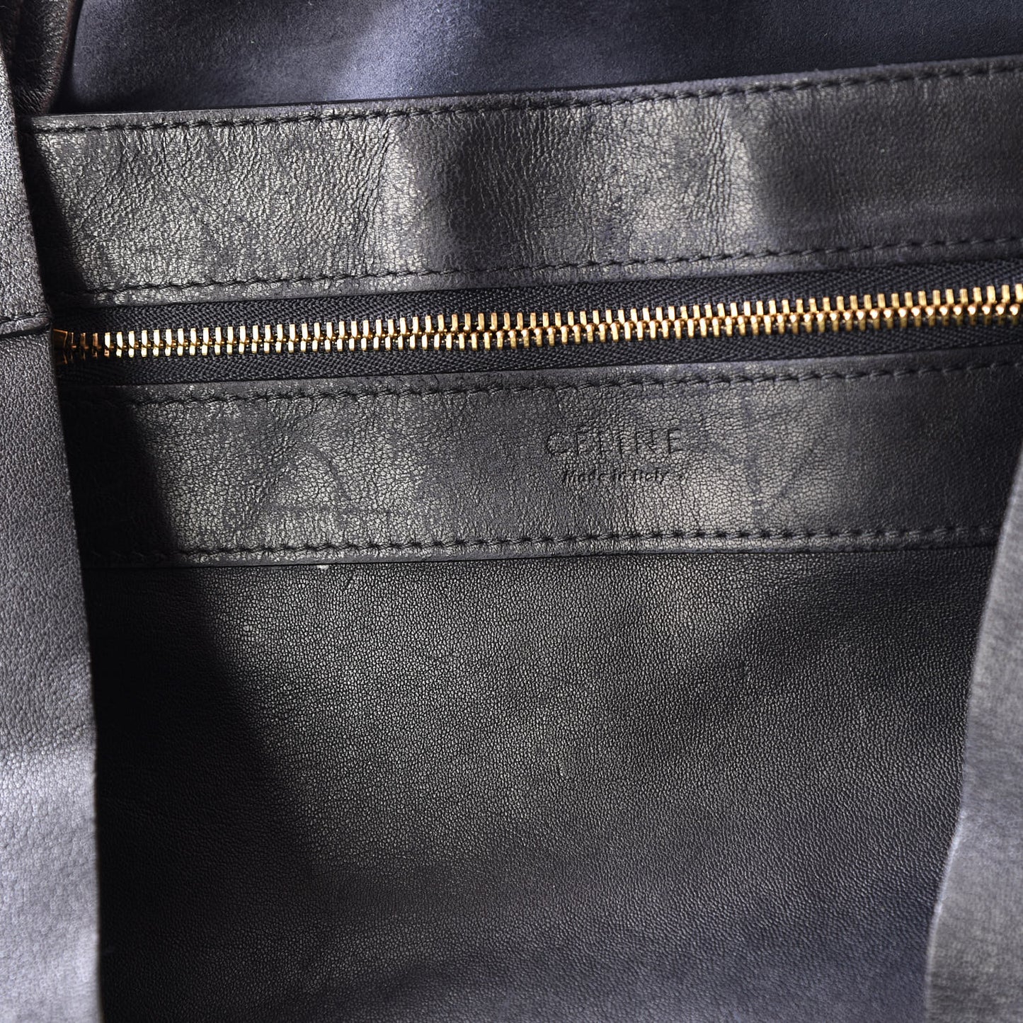 Lambskin Horizontal Bi-Color Cabas Grass Navy