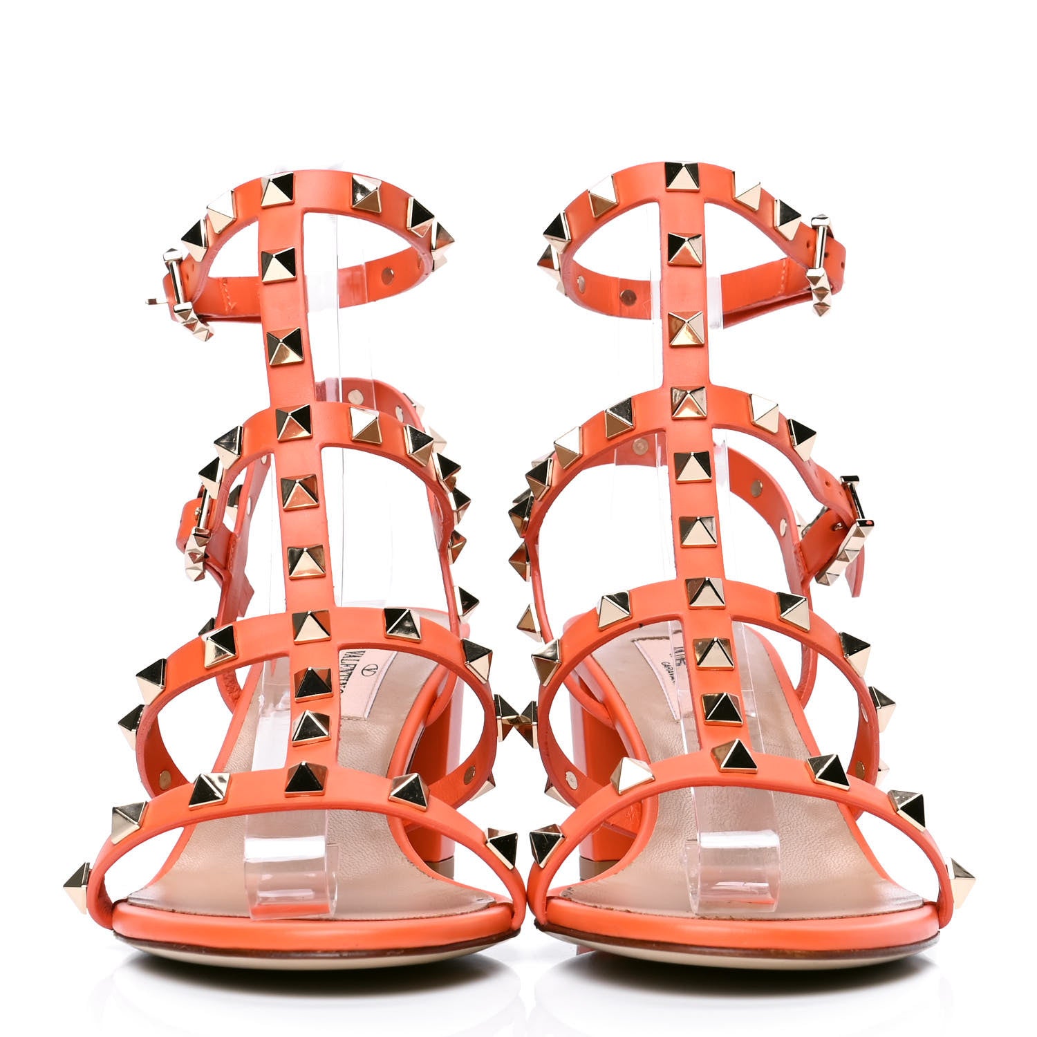 Valentino Garavani Calfskin Rockstud 60mm City Sandals 37 Orange Zest 2 of 7