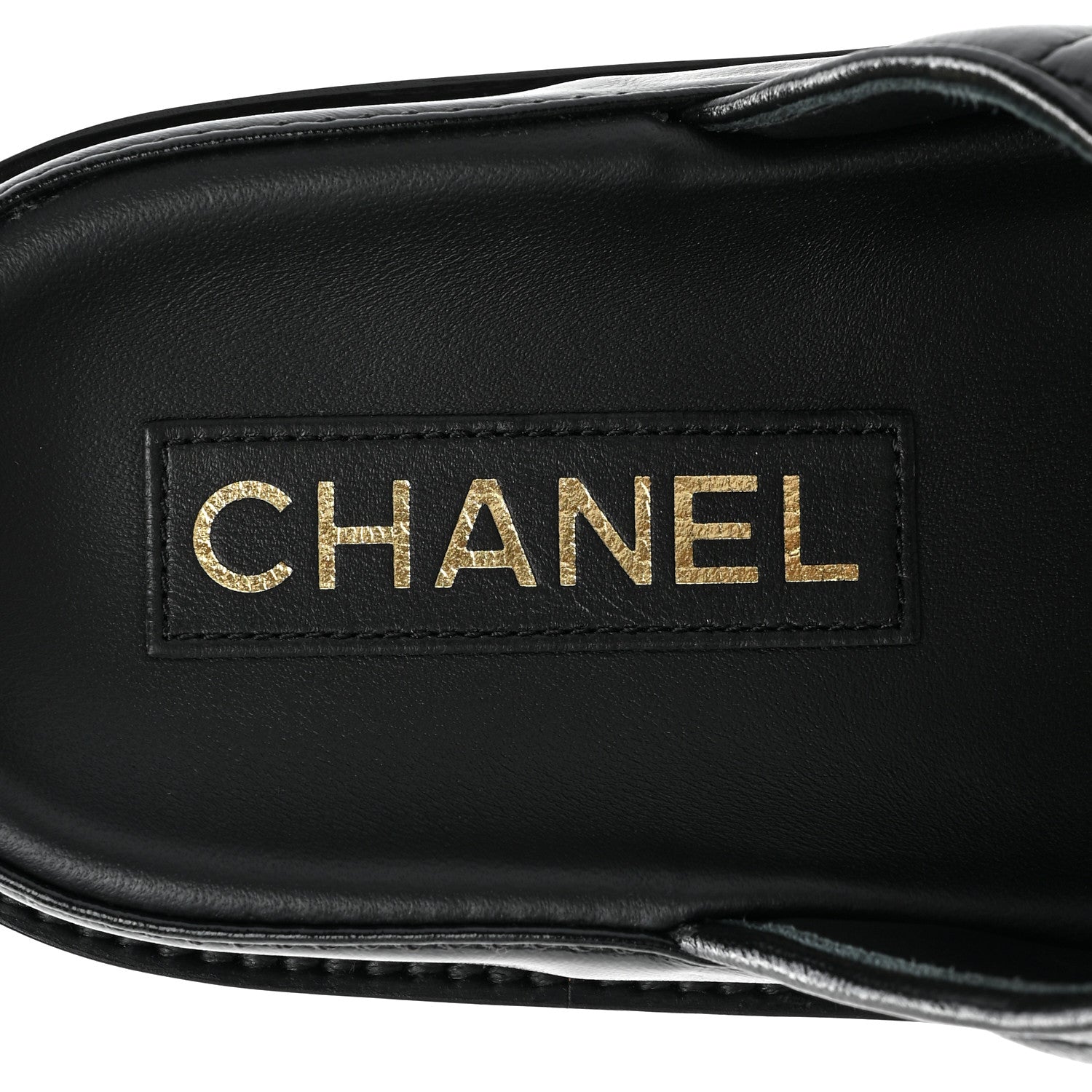 Chanel Lambskin Quilted Velcro Dad Chain CC Slide Sandals 38 Black 7 of 9