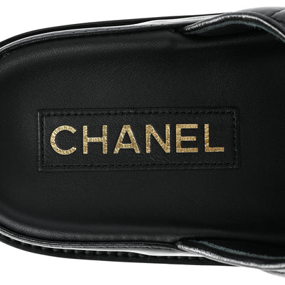 Chanel Lambskin Quilted Velcro Dad Chain CC Slide Sandals 38 Black 7 of 9