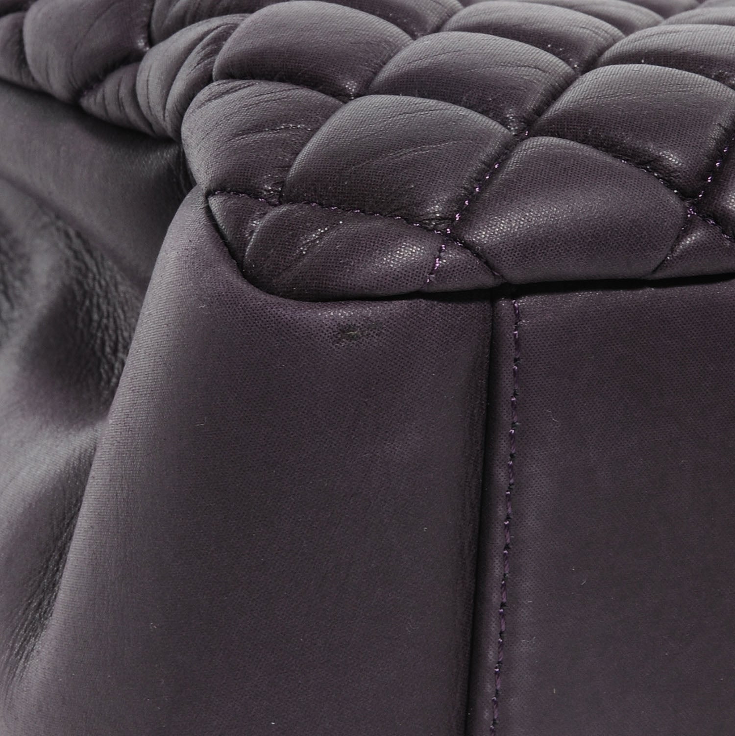 Chanel Iridescent Calfskin New Bubble Quilt Small Tote Plum 5 of 9
