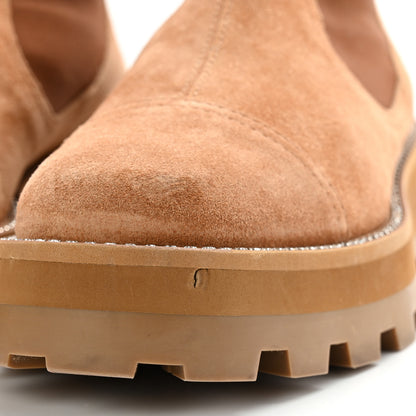 Jimmy Choo Suede Crystal Clayton Flat Ankle Boots 39.5 Caramel 10 of 11