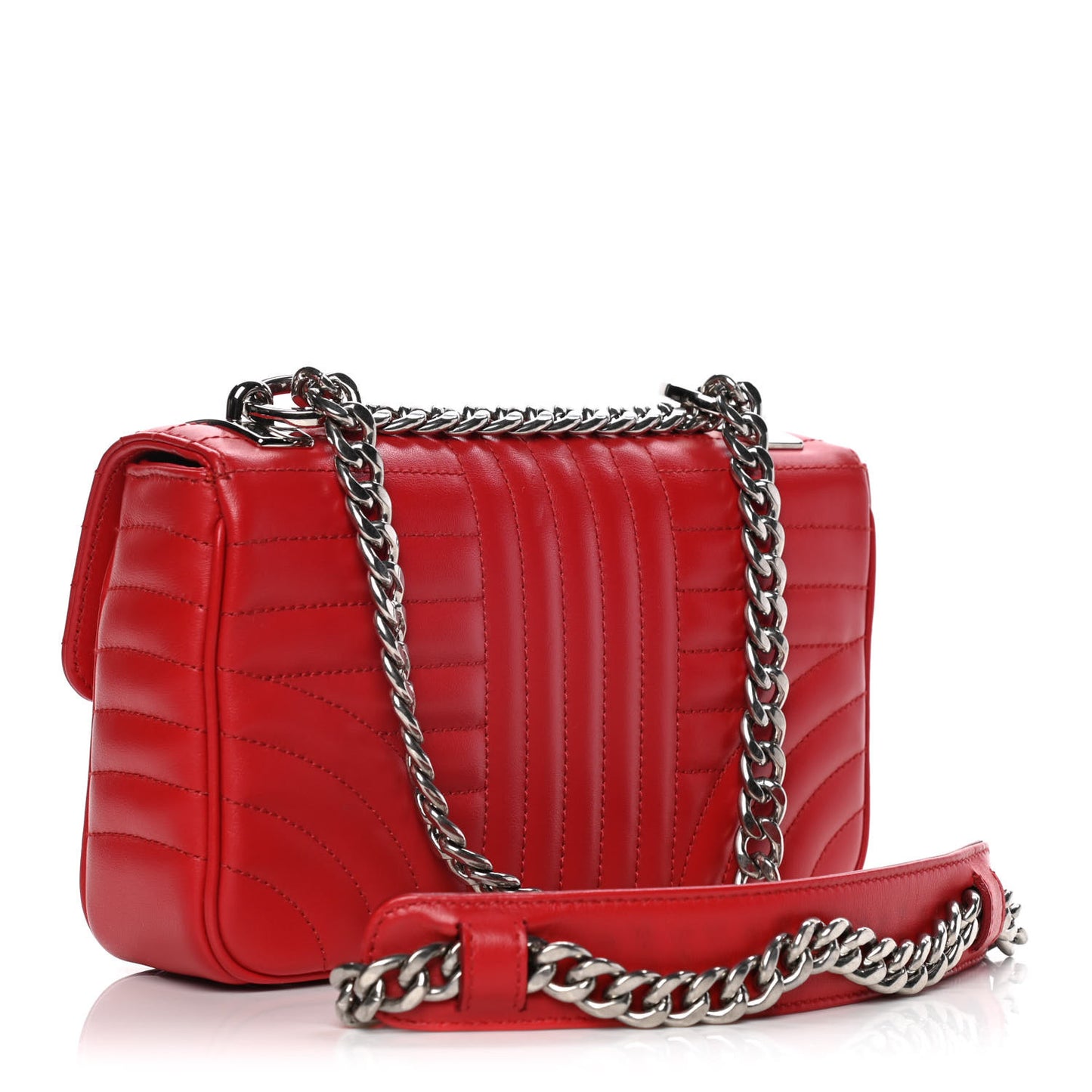Soft Calfskin Impunture Diagramme Small Chain Flap Shoulder Bag Fuoco