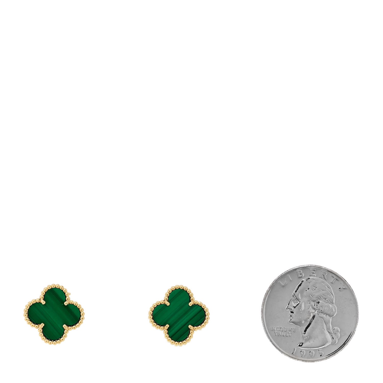Van Cleef & Arpels 18K Yellow Gold Malachite Vintage Alhambra Earrings 2 of 5