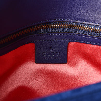 Gucci Velvet Matelasse Medium GG Marmont Shoulder Bag Cobalt Blue 5 of 9