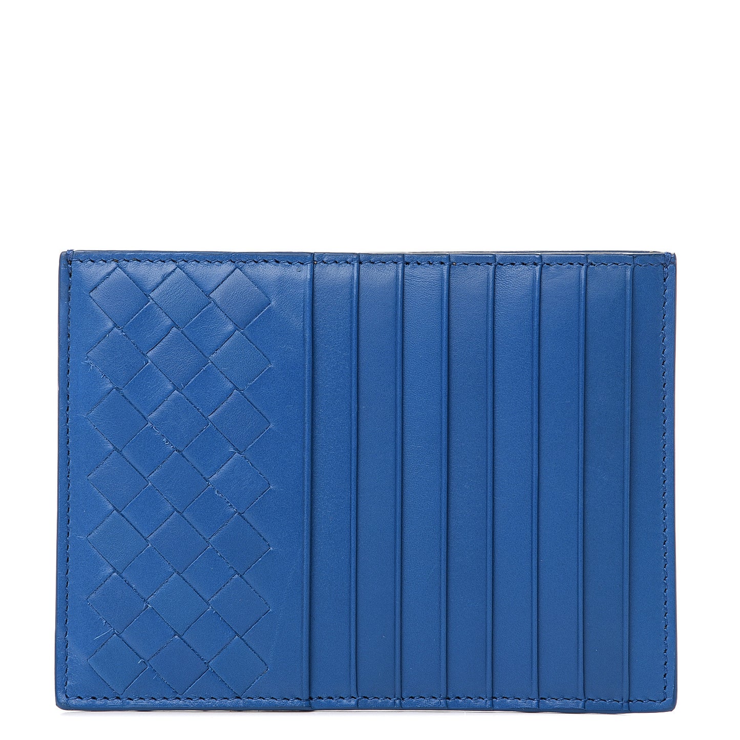 Nappa Intrecciato Card Case Sapphire