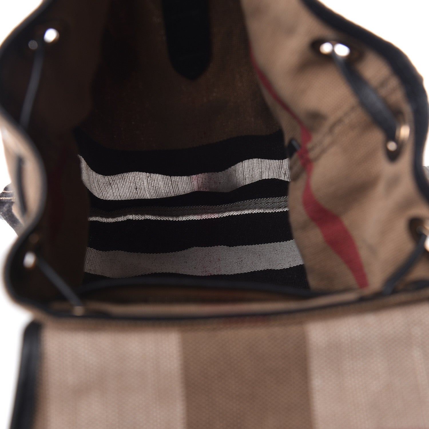 Burberry Overdyed Canvas Mega Check Heart Print Medium Chiltern Backpack Black 5 of 12