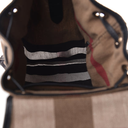 Burberry Overdyed Canvas Mega Check Heart Print Medium Chiltern Backpack Black 5 of 12