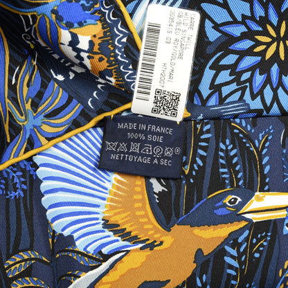 Hermes Silk Wild Singapore Scarf 90 Bleu Roy Gold Marine 5 of 5