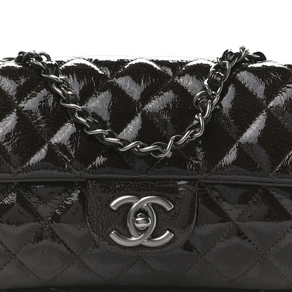 Chanel Crinkled Patent Quilted East West Flap Brown 9 of 12