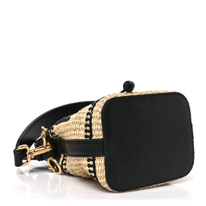 Fendi Straw F is Fendi Logo Crochet Mini Mon Tresor Bucket Bag Naturale Black 4 of 8