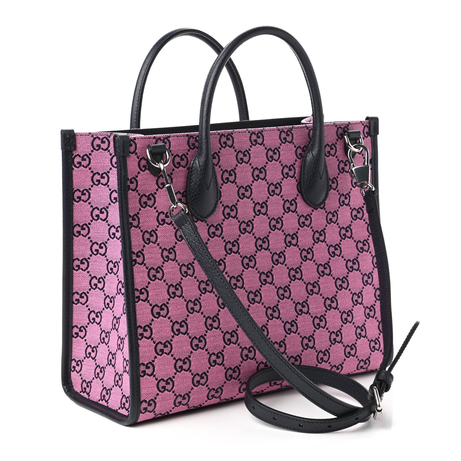 Gucci Monogram Multicolor Textured Dollar Calfskin Small Retro Interlocking G Tote Bag Pink Blue 3 of 10