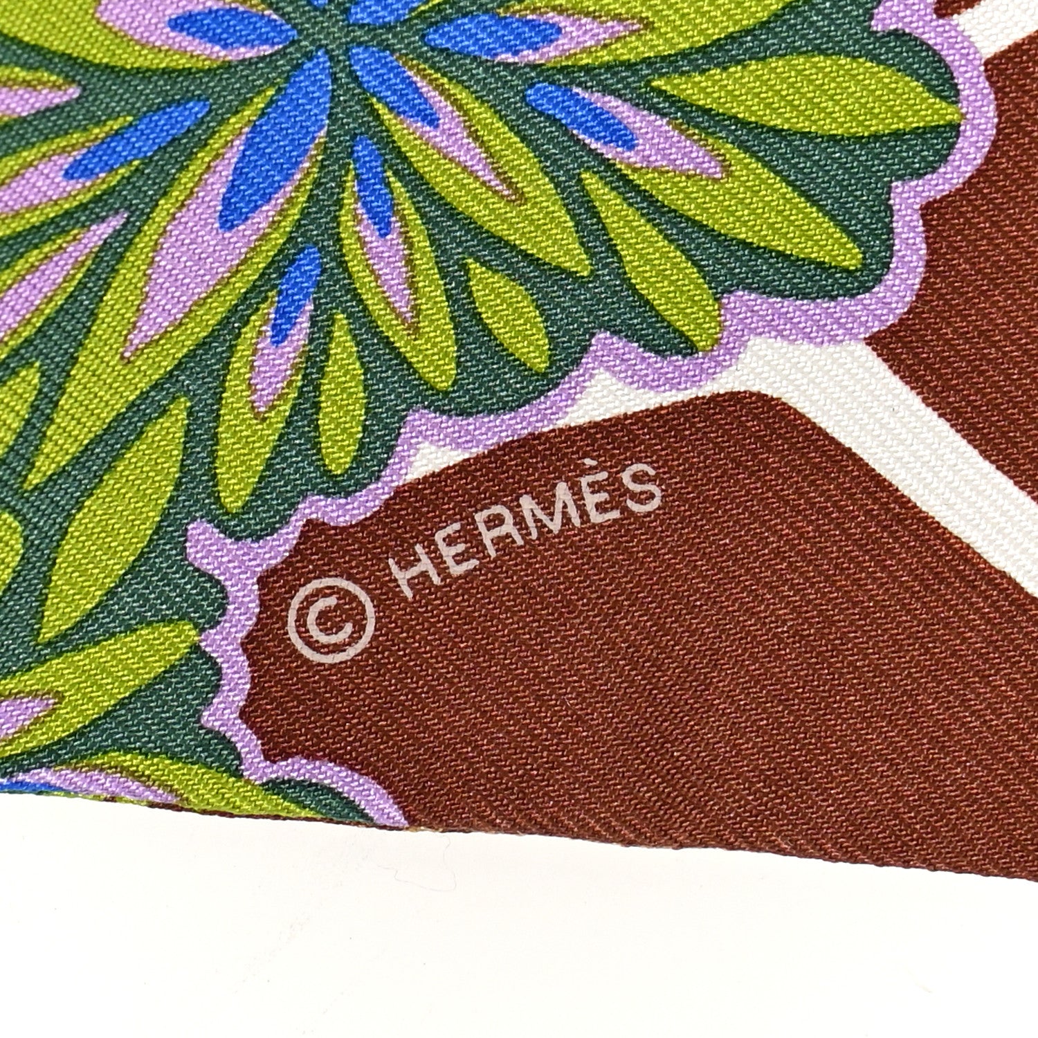 Hermes Silk The Three Graces Twilly Bleu Vert Marron 3 of 4