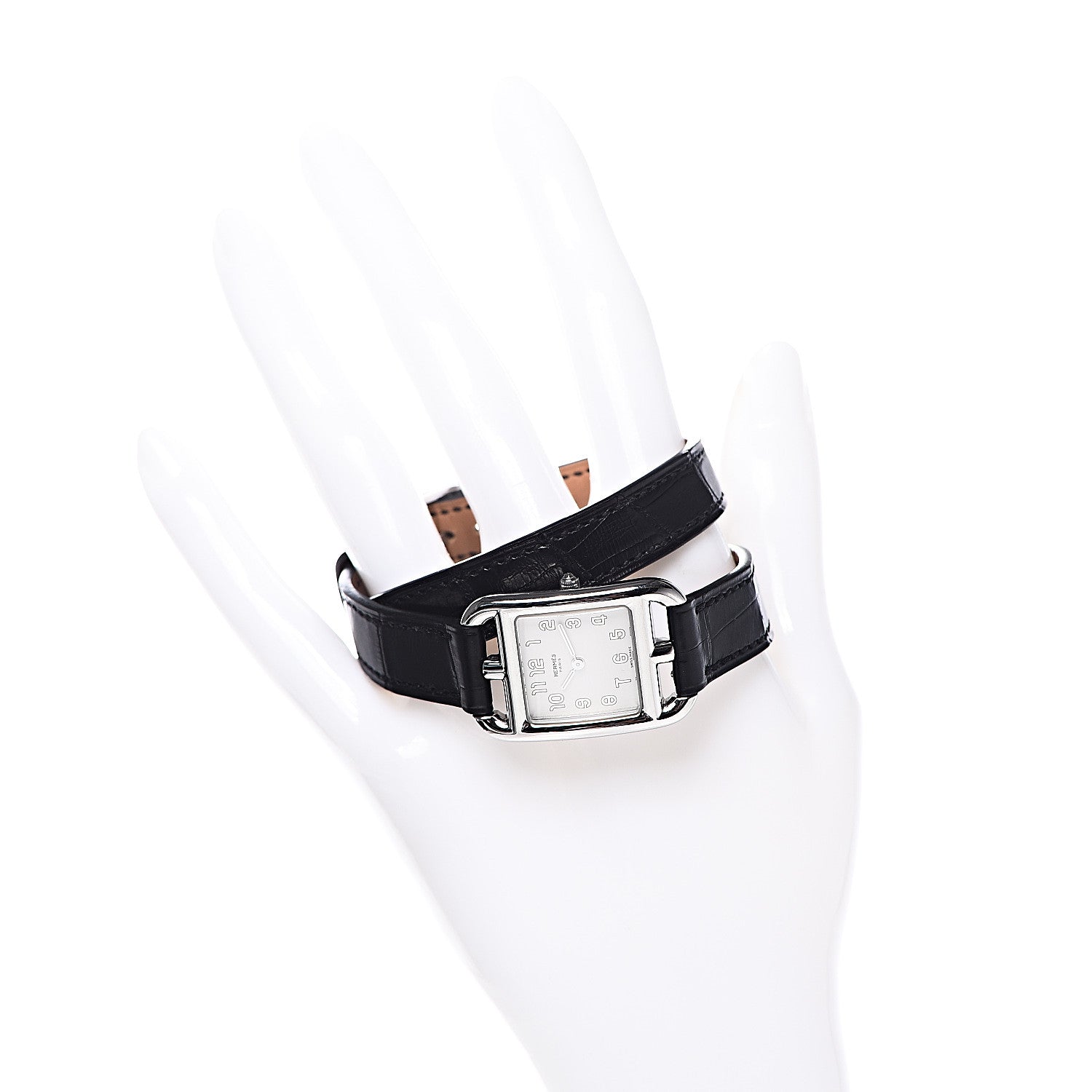 Hermes Stainless Steel Alligator 23mm Cape Cod Quartz Watch Noir 2 of 7