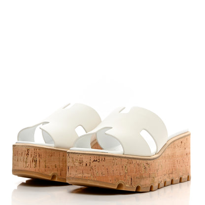 Hermes Calfskin Cork Eze 30 Sandals 38 White 3 of 9