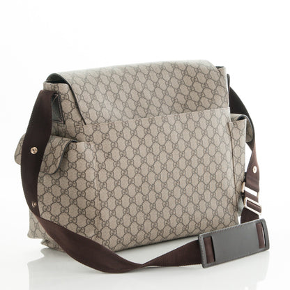 Gucci GG Supreme Monogram Selleria Calfskin Messenger Diaper Bag Beige Ebony Cocoa Dark Chocolate 3 of 7
