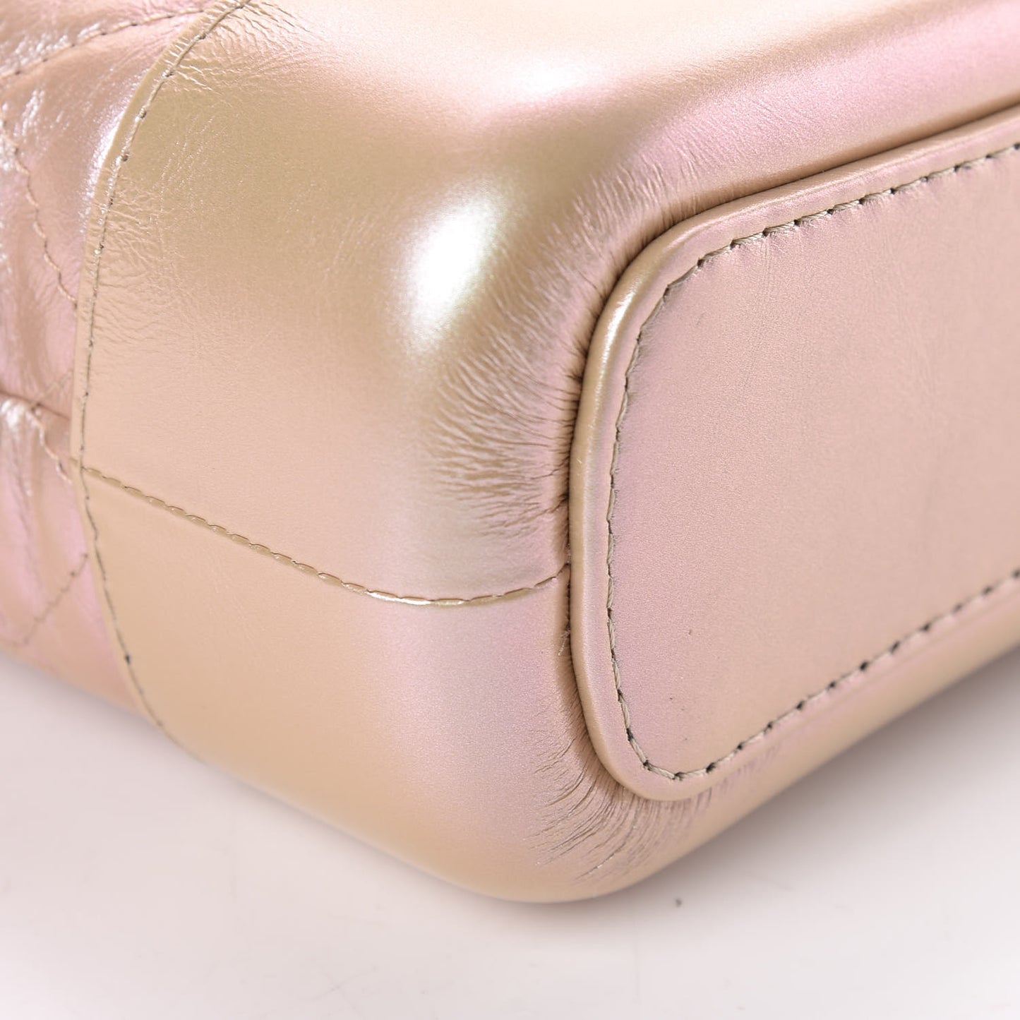 Iridescent Aged Calfskin Quilted Small Gabrielle Hobo Light Pink